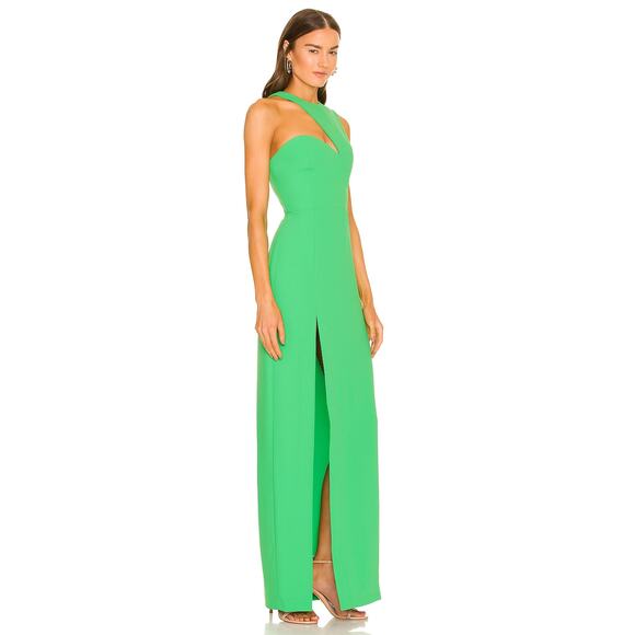 Amanda Uprichard REVOLVE Gilda Gown One Shoulder Asymmetric Grass Green Large - Picture 2 of 16